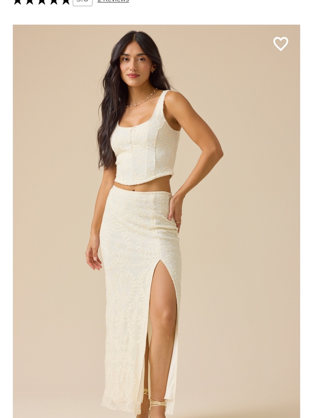Altar'd State Cream Lace Maxi Skirt with High Side Slit